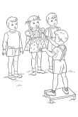 Дети на прогулке в детском саду раскраска