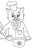 Раскраска повар и кот