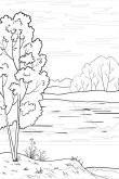 Лес и речка раскраска