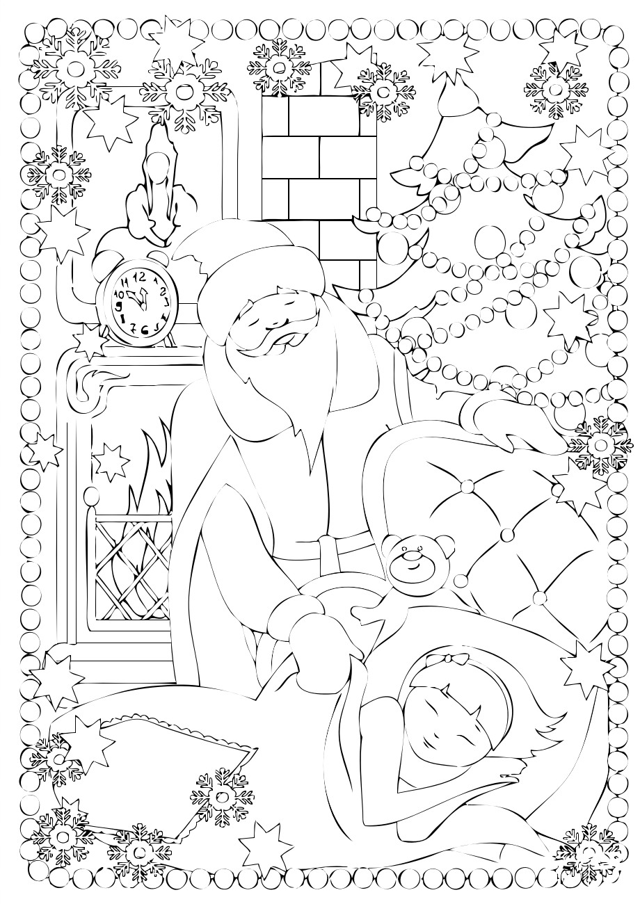 Домик Деда Мороза раскраска