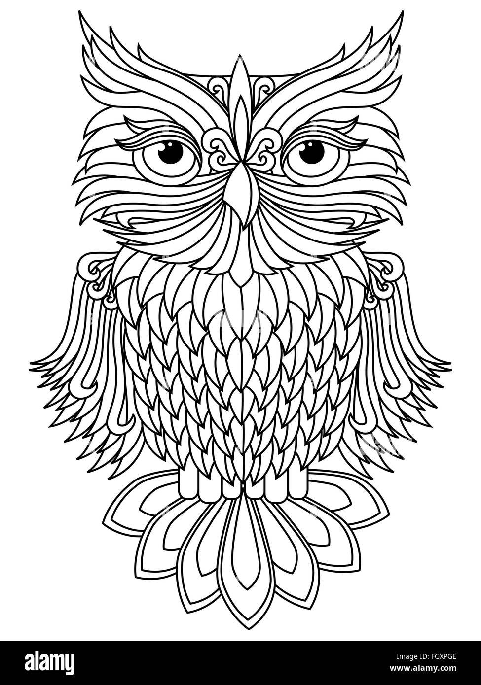 Сова эскиз контур