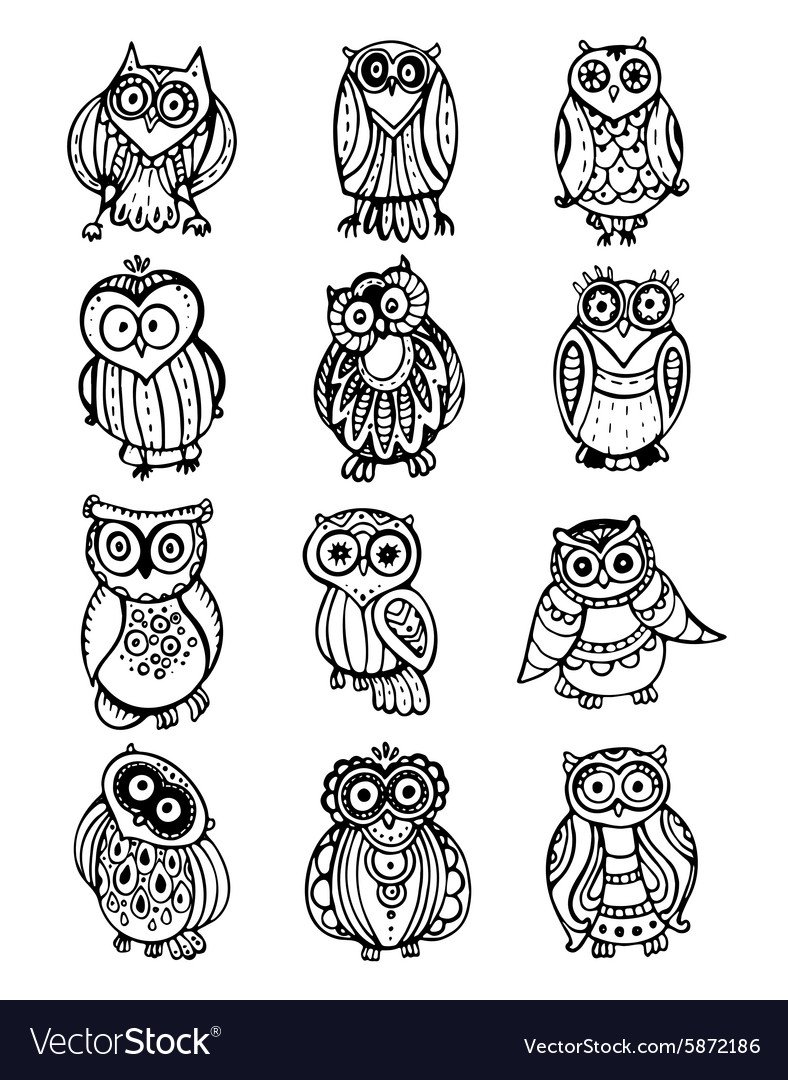 Сова эскиз тату Минимализм