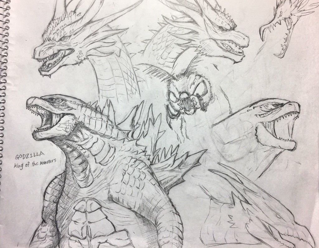 Годзилла против Кинга Гидоры раскраска