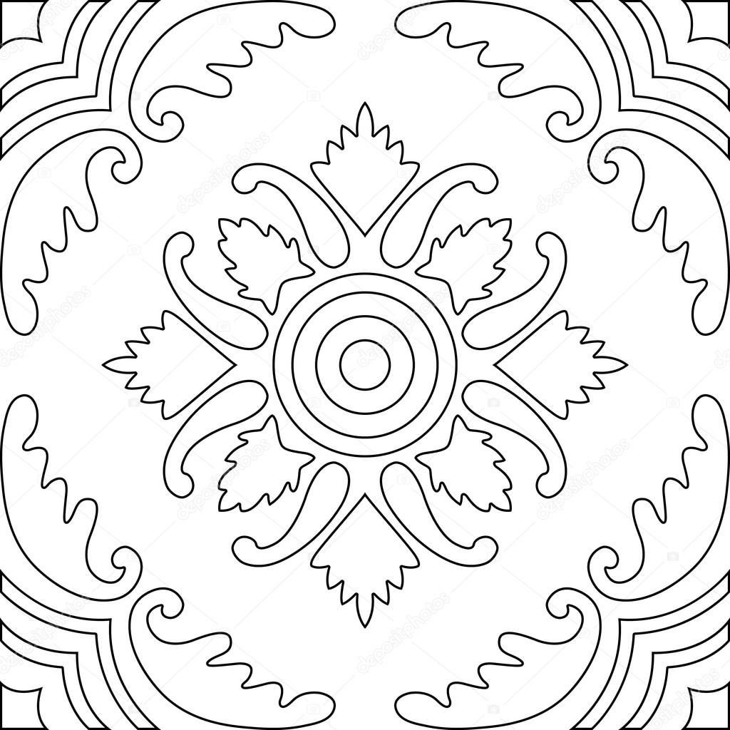 Крупные узоры ковра для раскрашивания