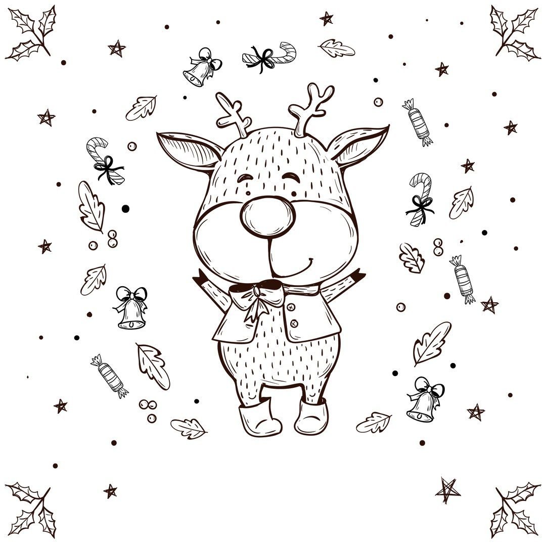 Милые новогодние рисунки раскраска