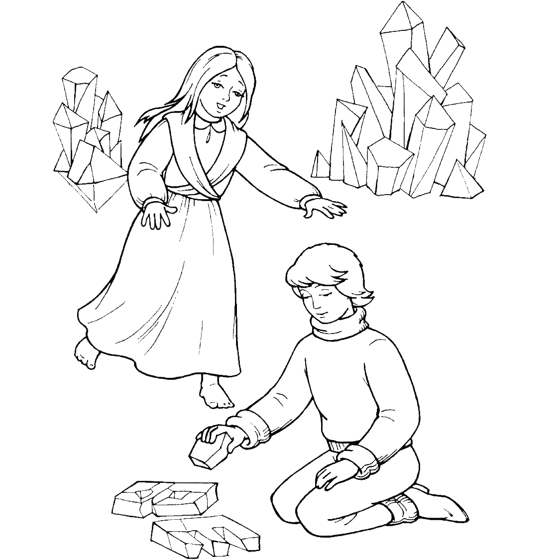 Иллюстрация к снежной Королеве раскраска