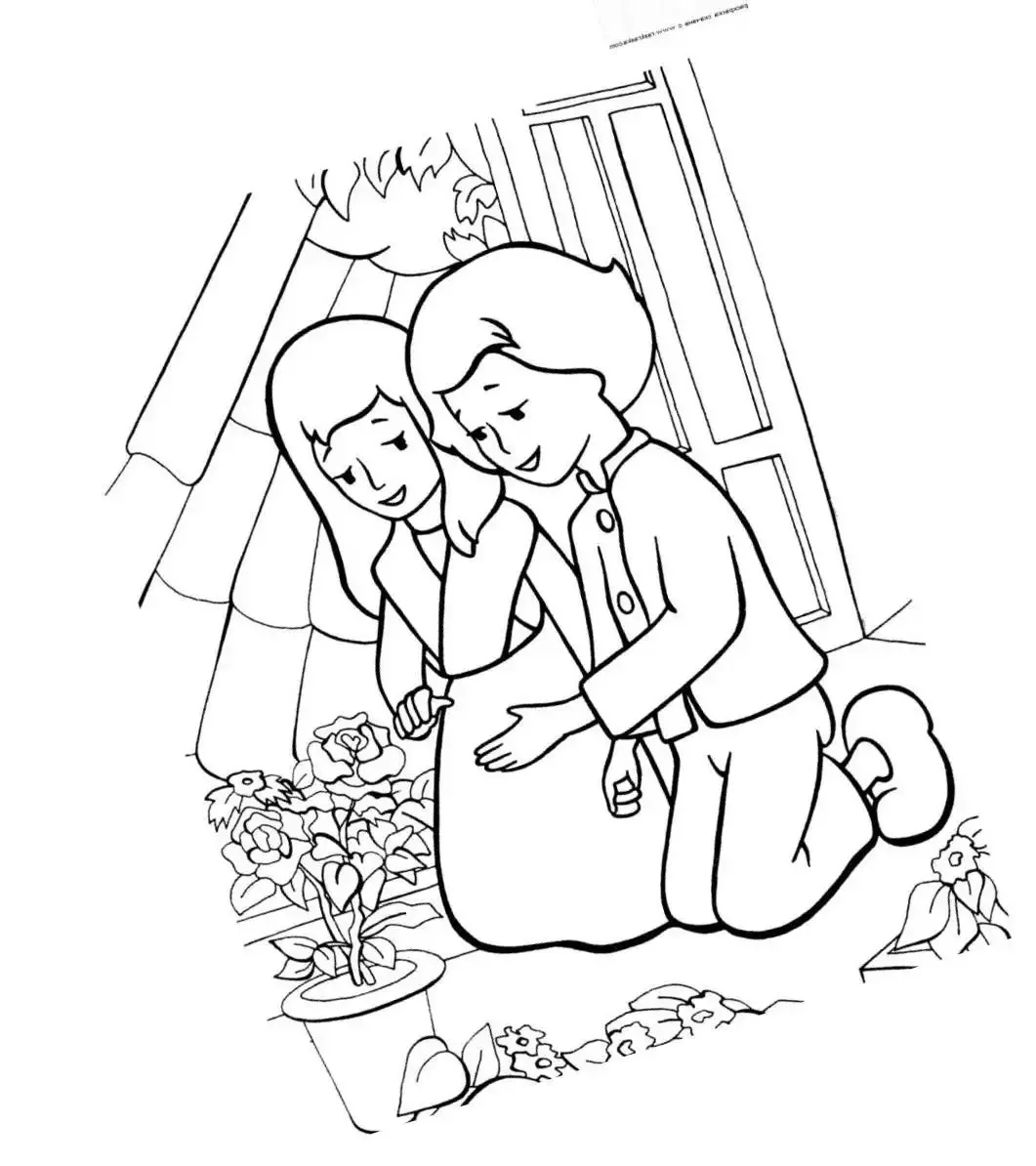 Раскраска Кай и Герда Снежная Королева