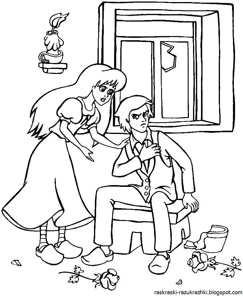 Раскраска Снежная Королева Герда олень