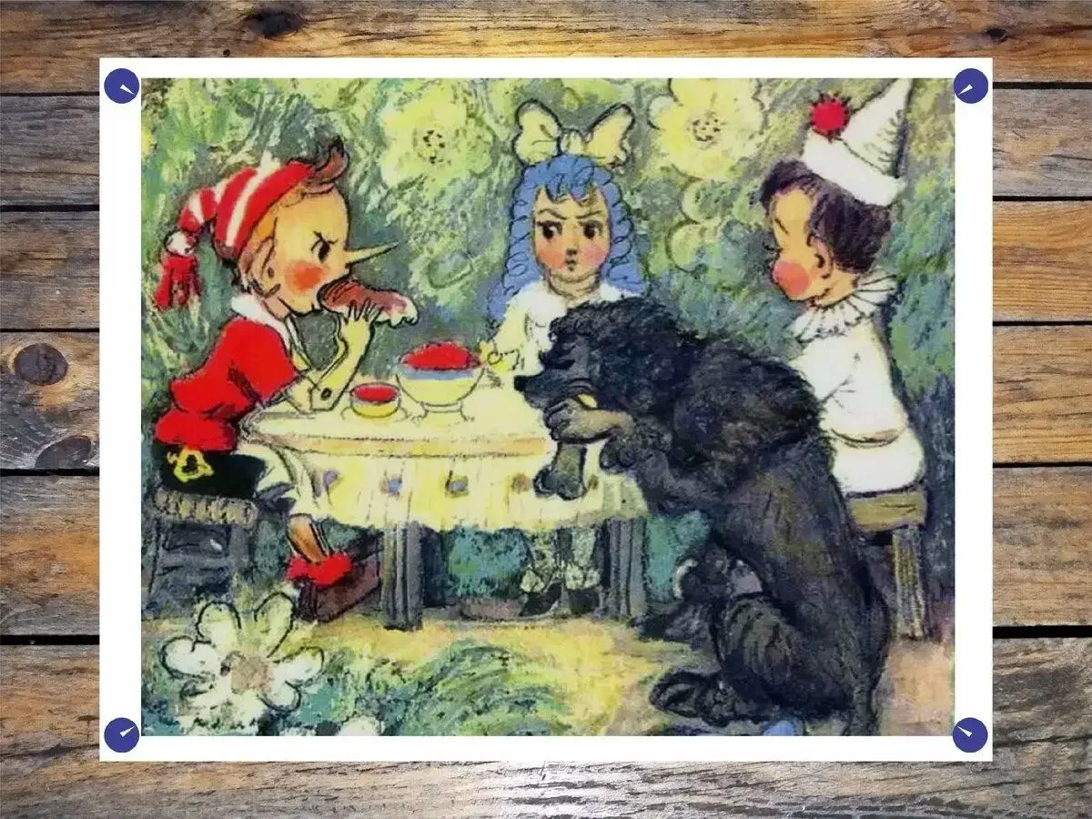 Рисунок Мальвины и Буратино