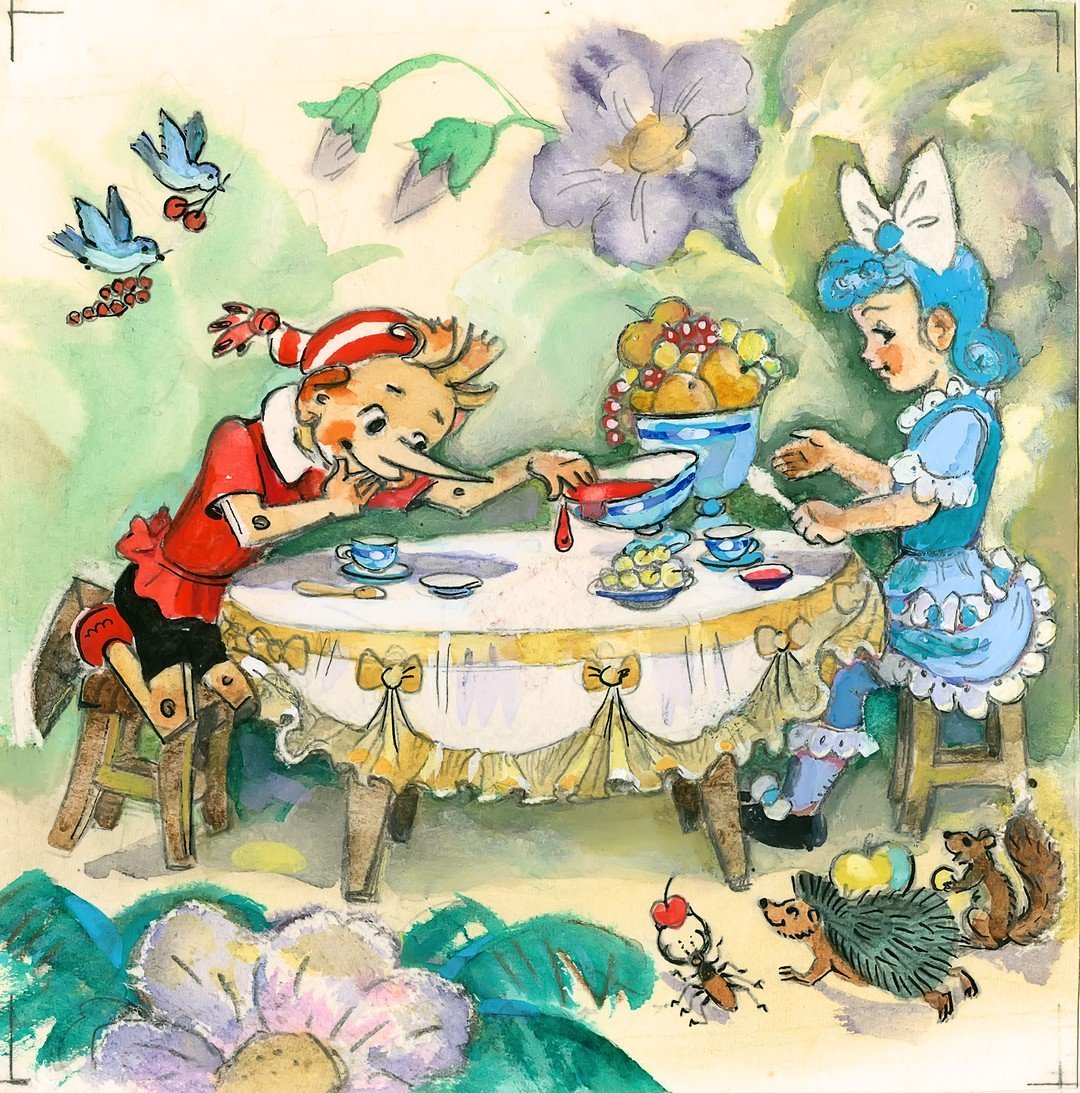 Буратино и мальвина иллюстрации