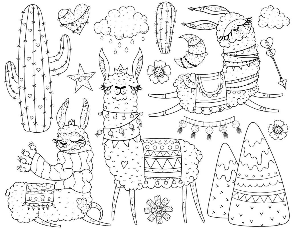 Раскраска антистресс лама