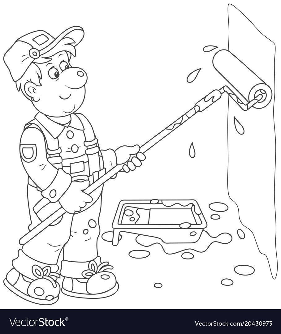 Раскраска Строитель для детей 3-4 лет