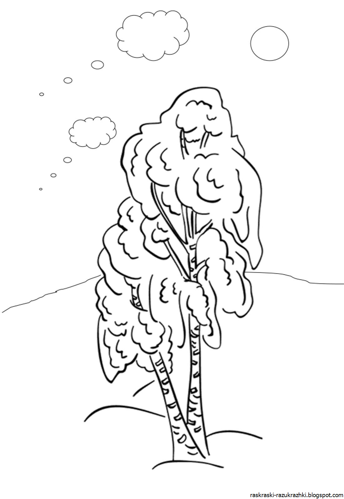 Дерево береза раскраска для детей