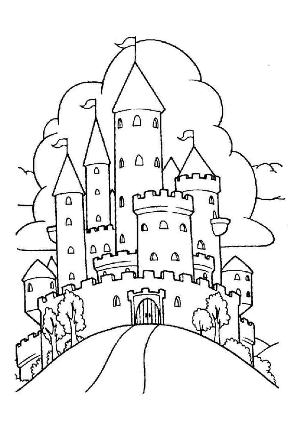 Средневековый замок раскраска