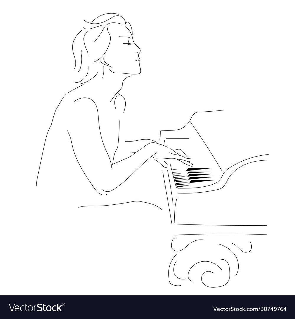 Силуэт человека играющего на пианино