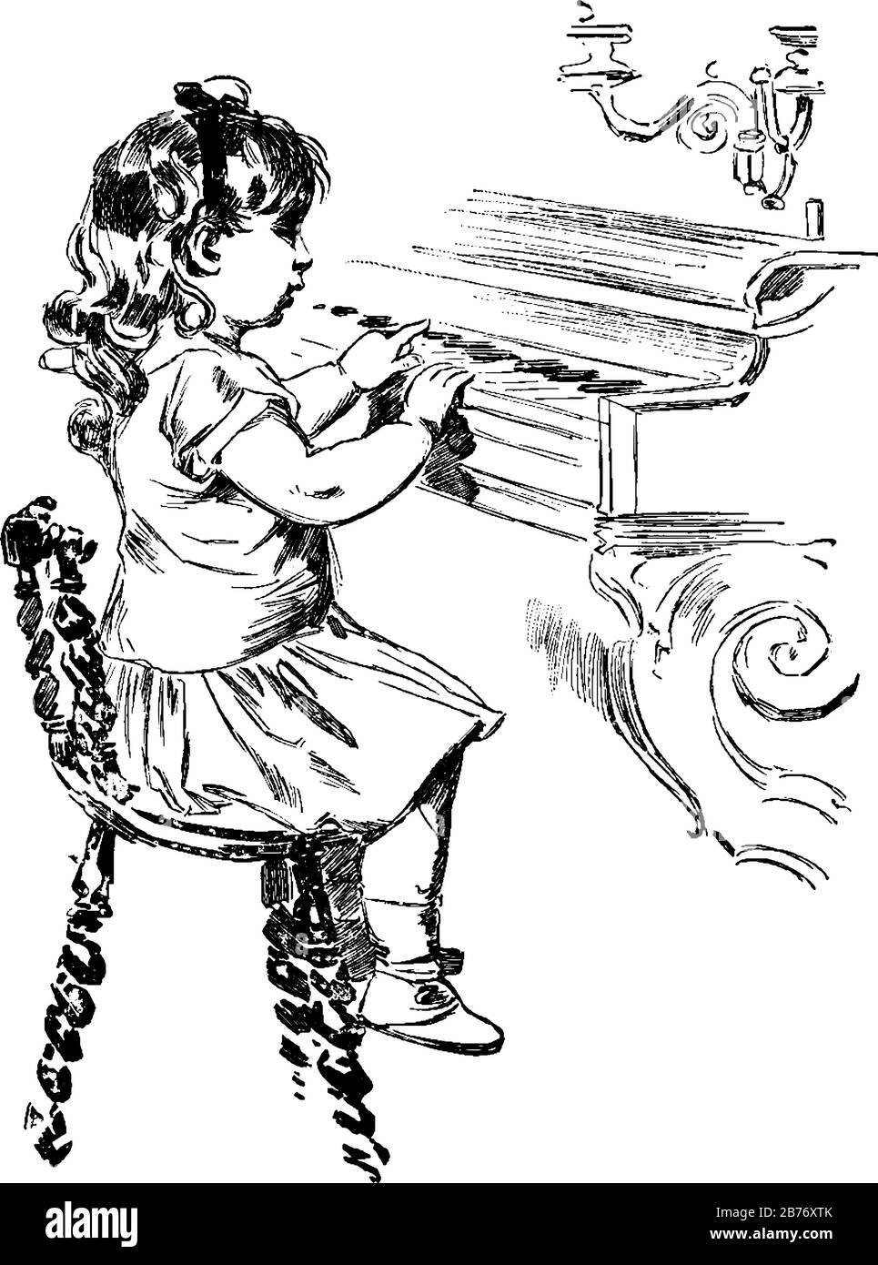 Раскраска девочка за пианино