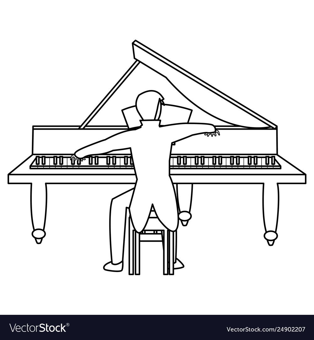 Фортепиано с человеком раскраска