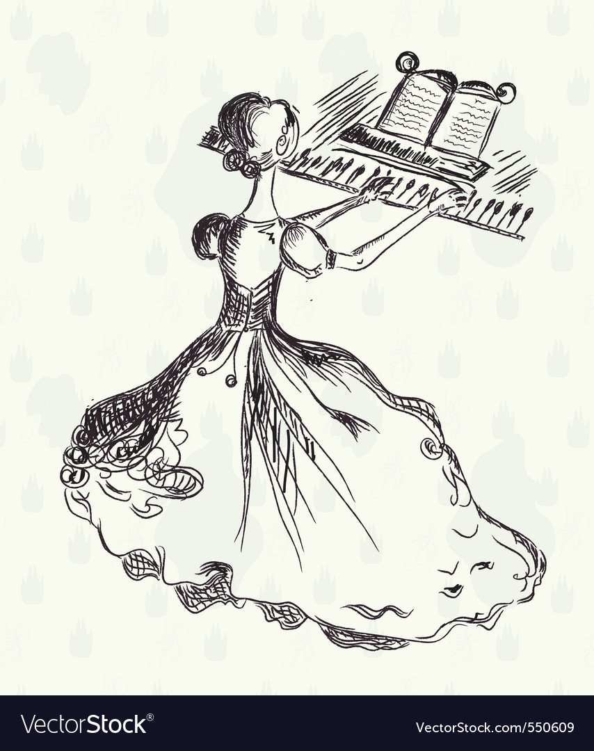 Раскраска пианистка девочка