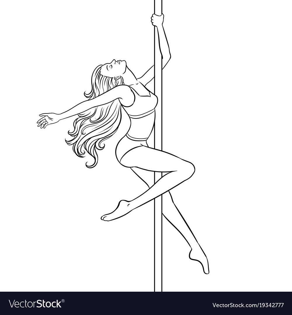 Раскраска гимнастка с лентой