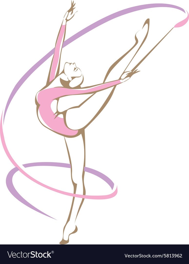 Черно белый эскиз гимнастки