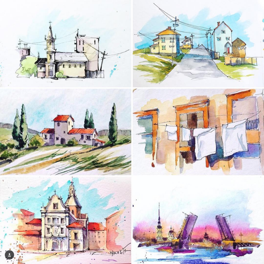 Акварельная раскраска