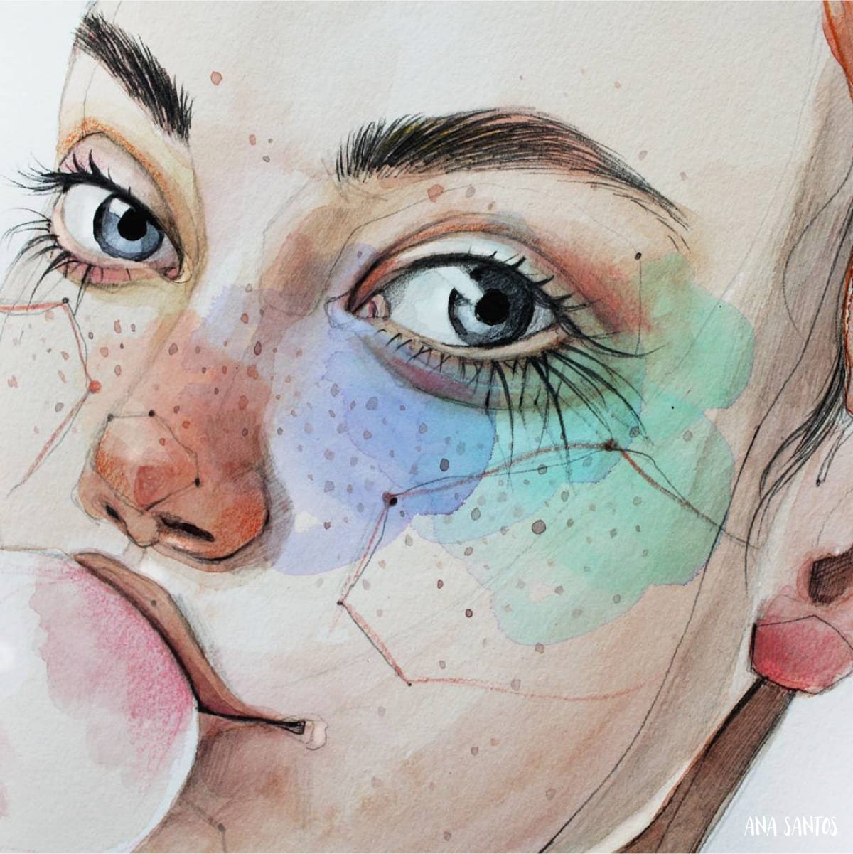 Лицо акварелью
