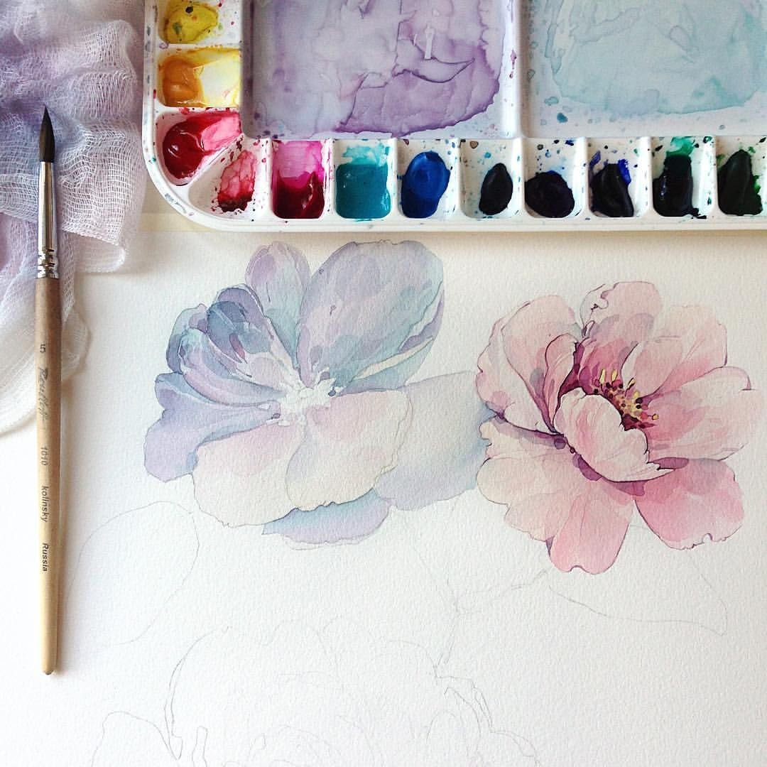 Акварельные краски на бумаге