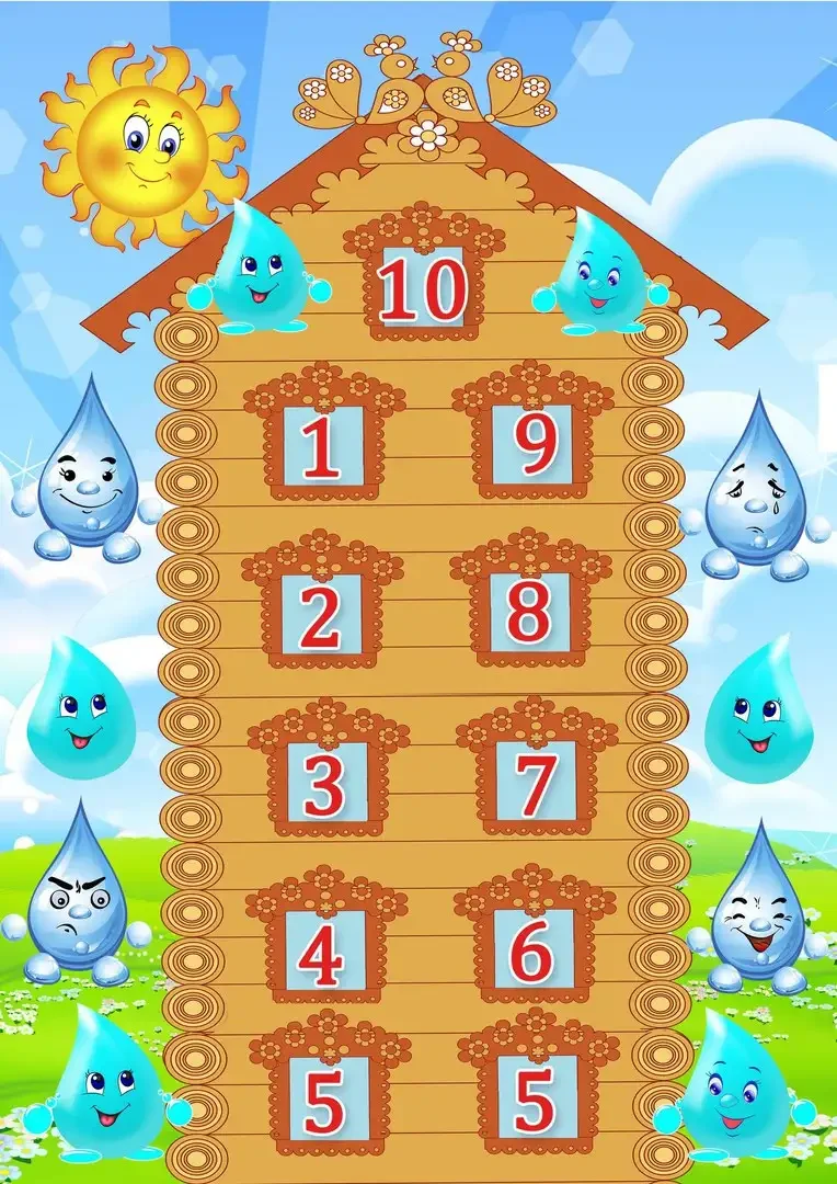 Состав числа до 10 домики