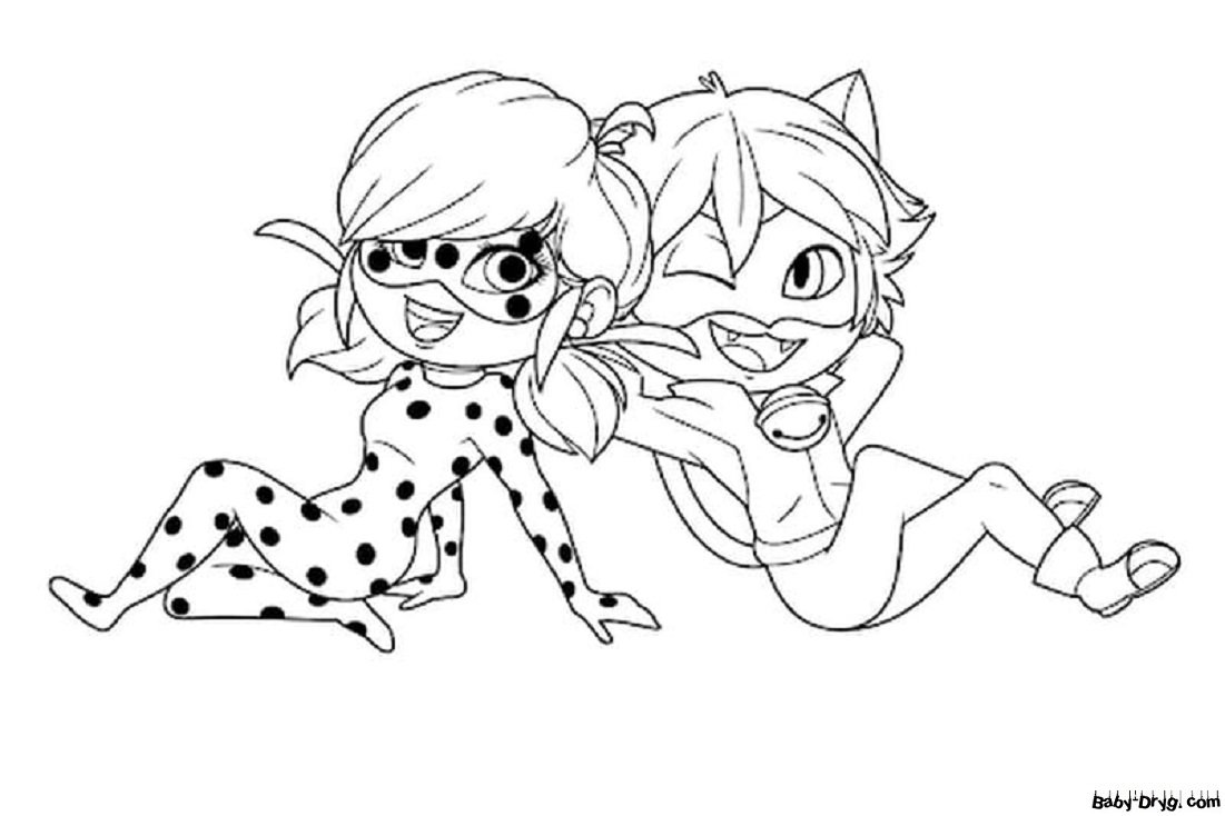 Раскраска леди баг и СУПЕРКОТ
