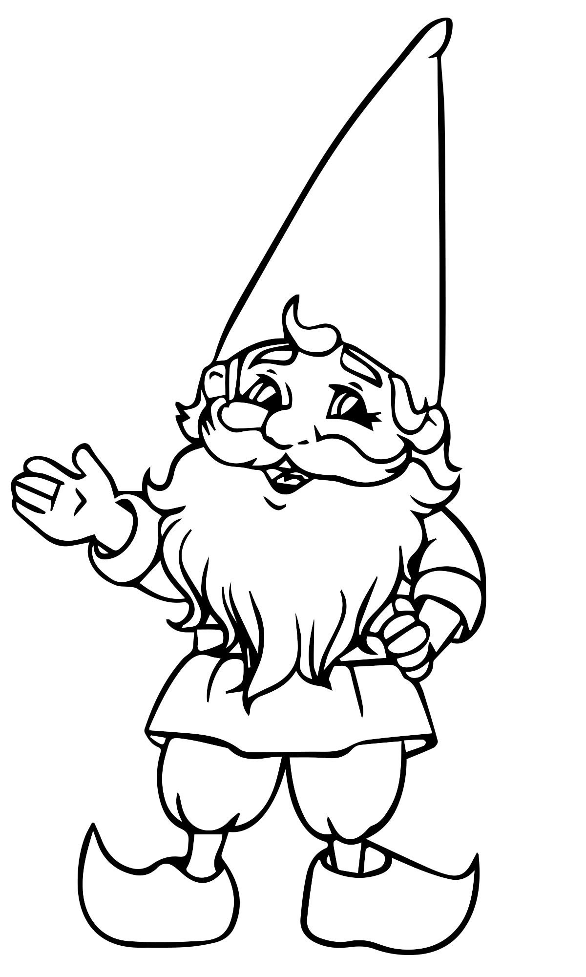 Раскраска гномики с лопатой