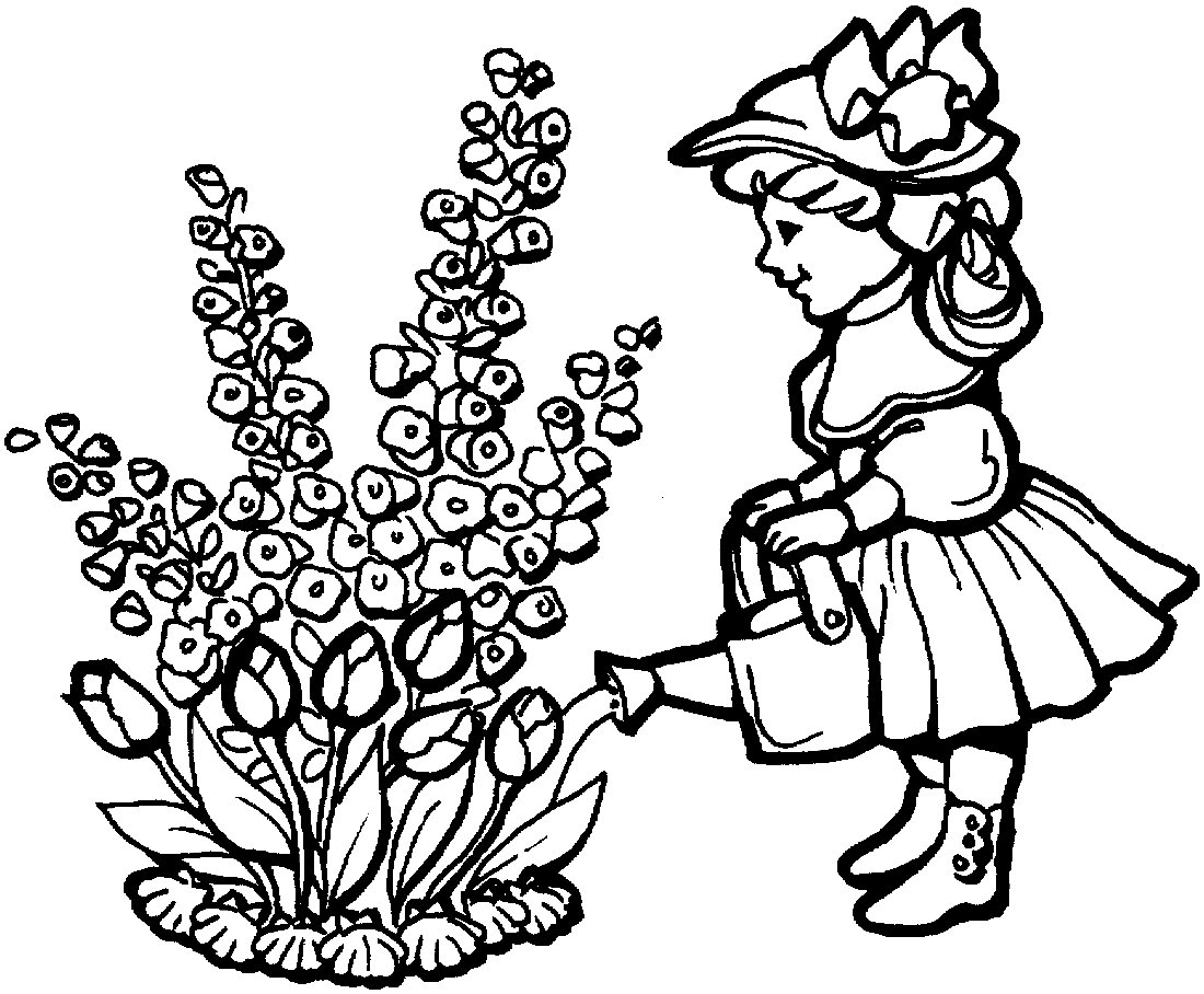 Цветы на клумбе раскраска для детей