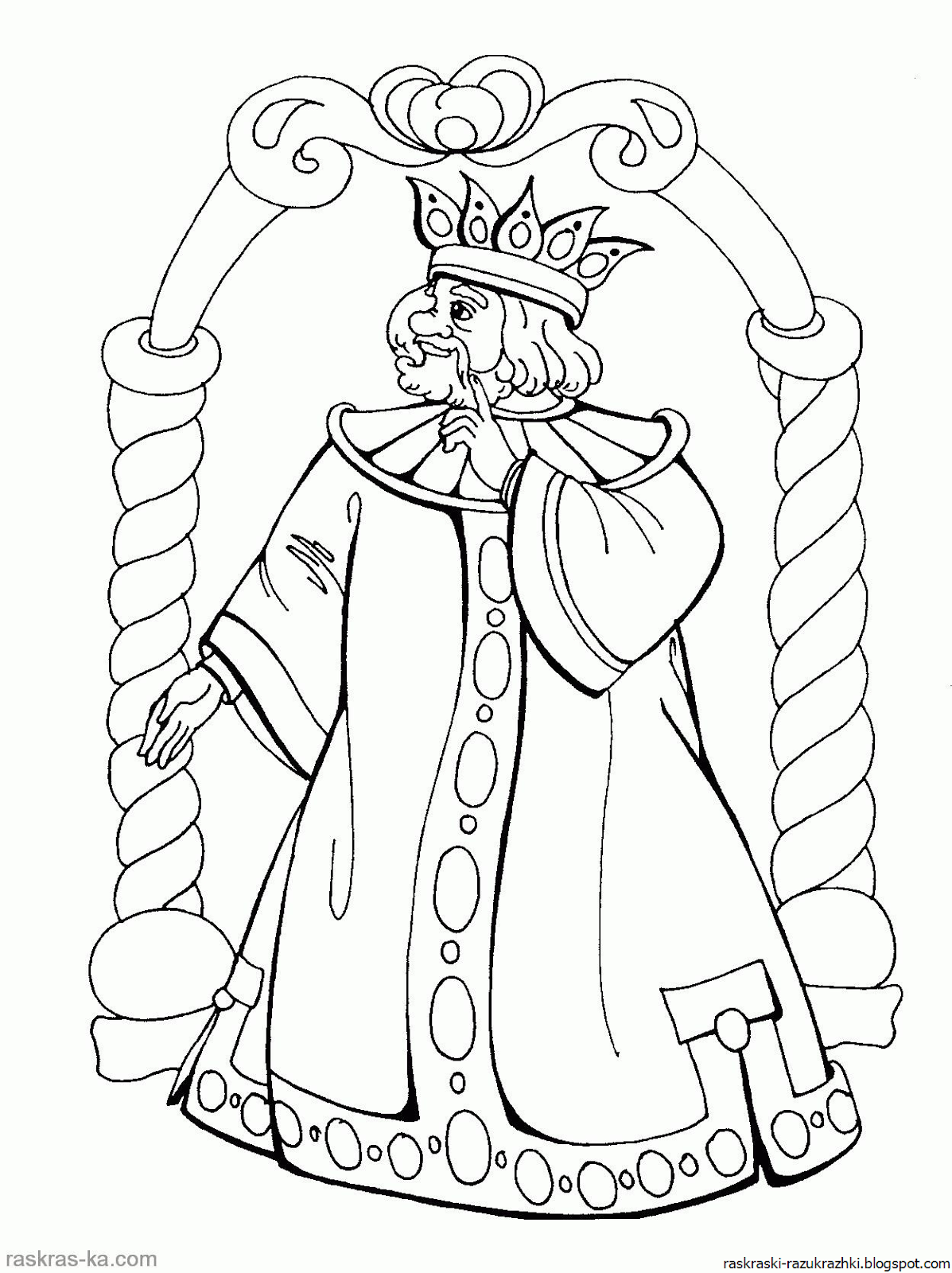 Раскраски по сказке Пушкина о рыбаке и рыбке