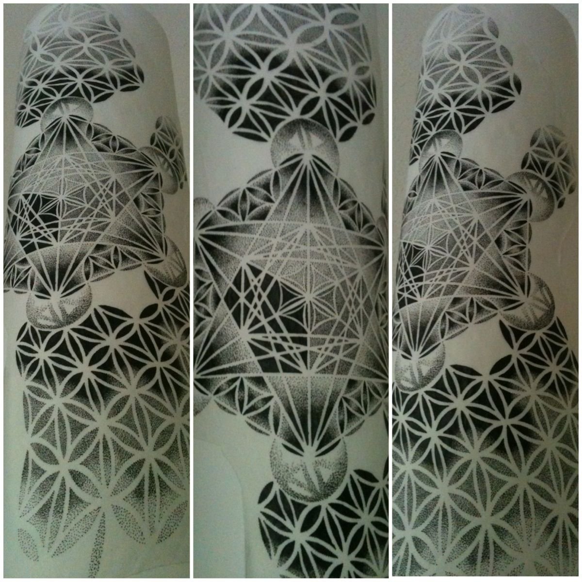 Блэкворк с цветком жизни