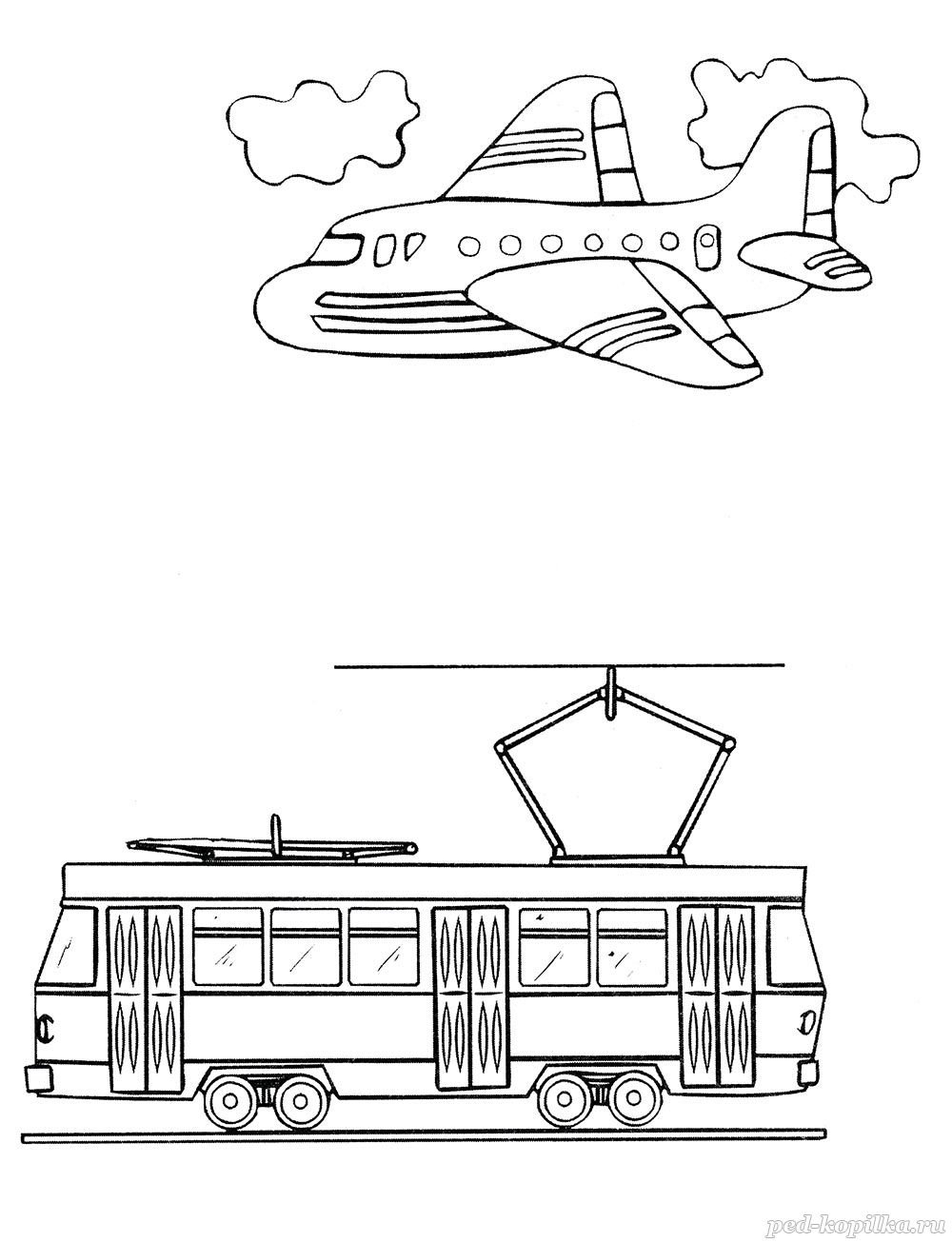 Трамвай раскраска