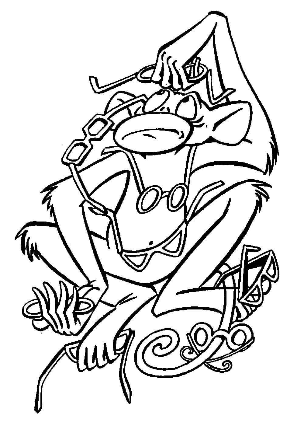 Мартышка и очки раскраска