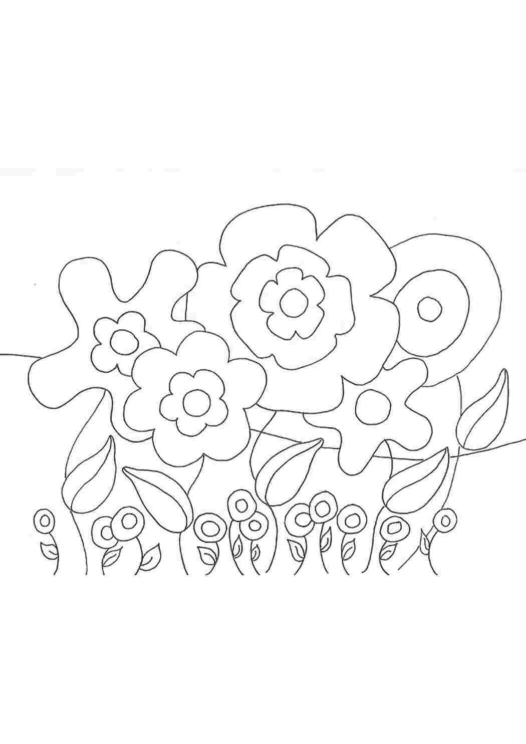 Раскраска цветочная полянка