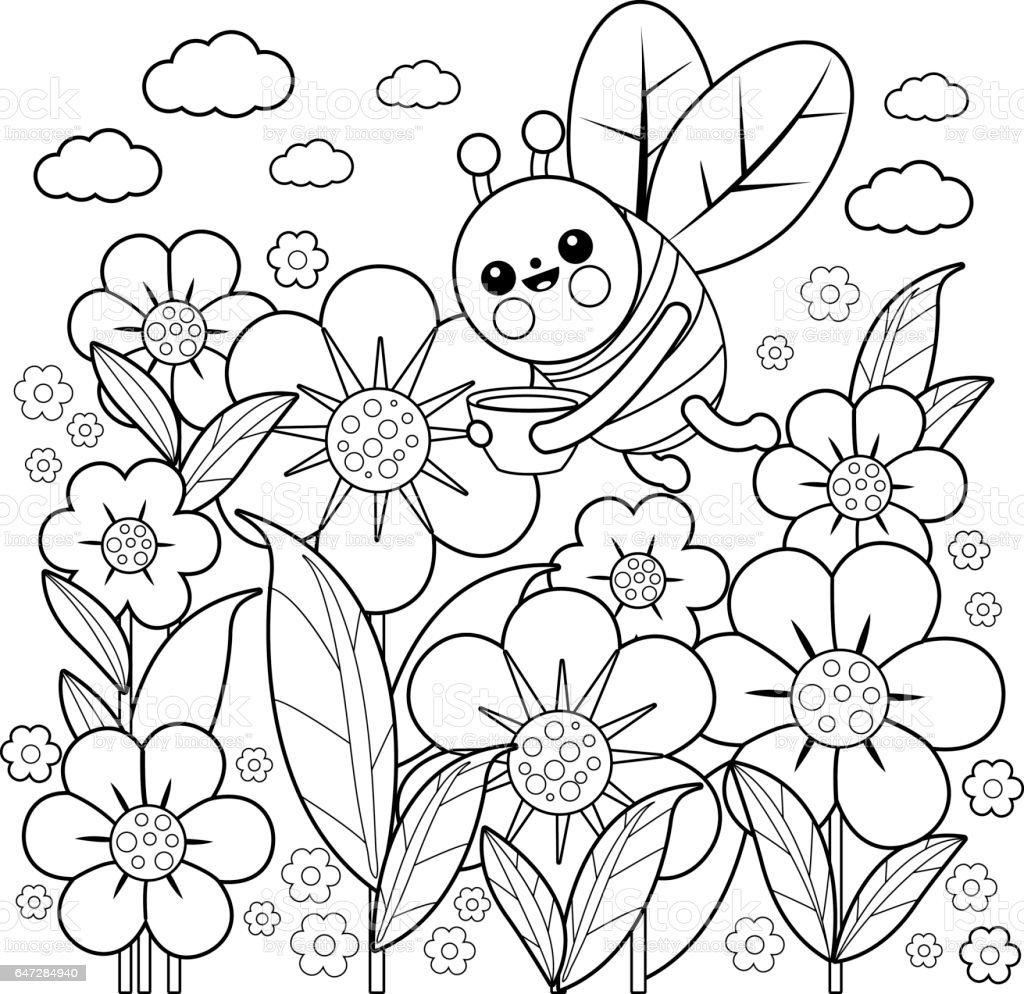 Цветочная Поляна раскраска для детей
