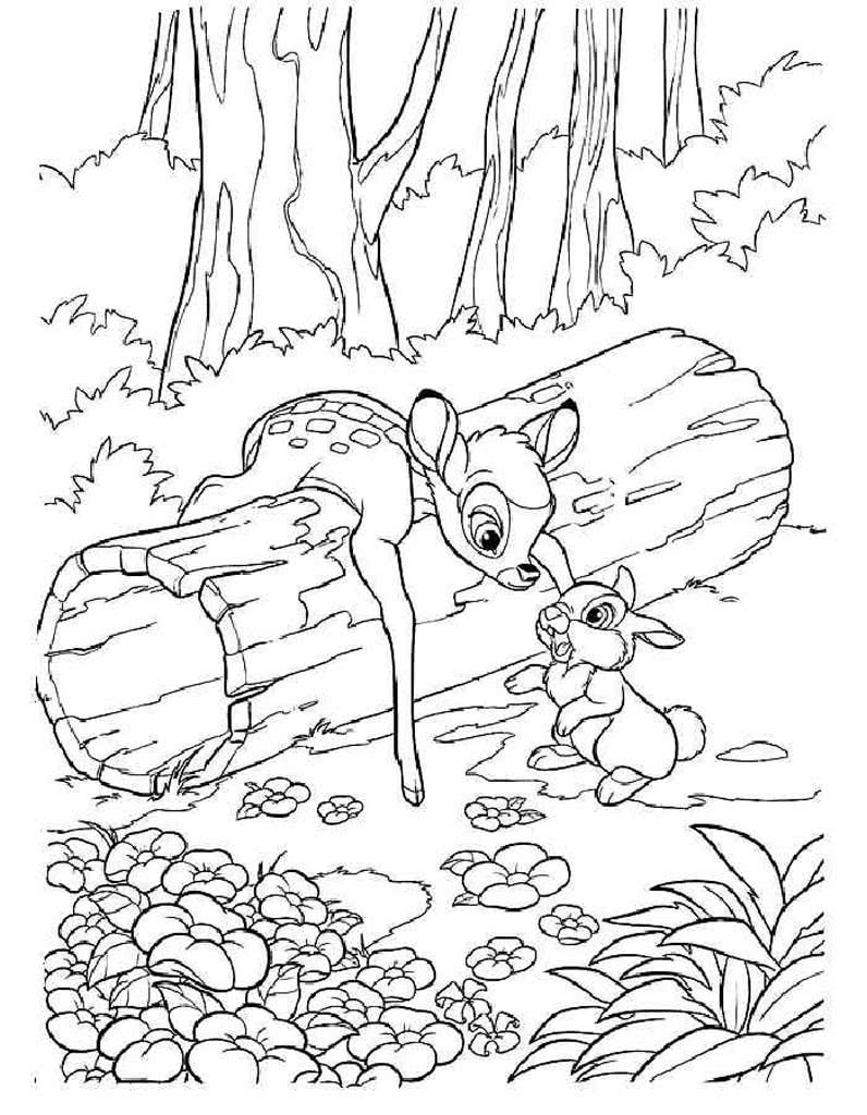 Раскраска Дисней Бемби