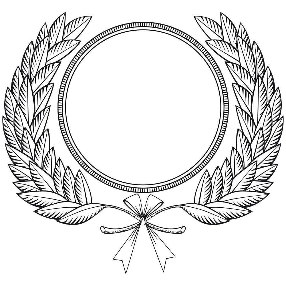 Лавровый венок с лентами гравюра