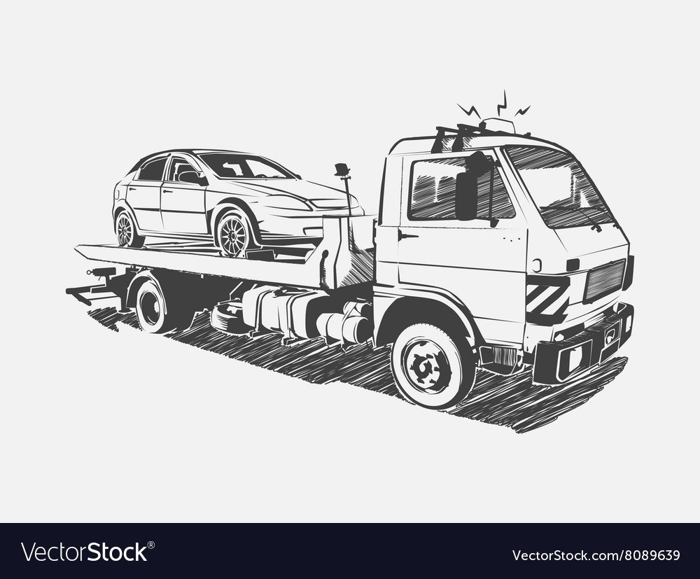 Эвакуатор с прицепом вектор