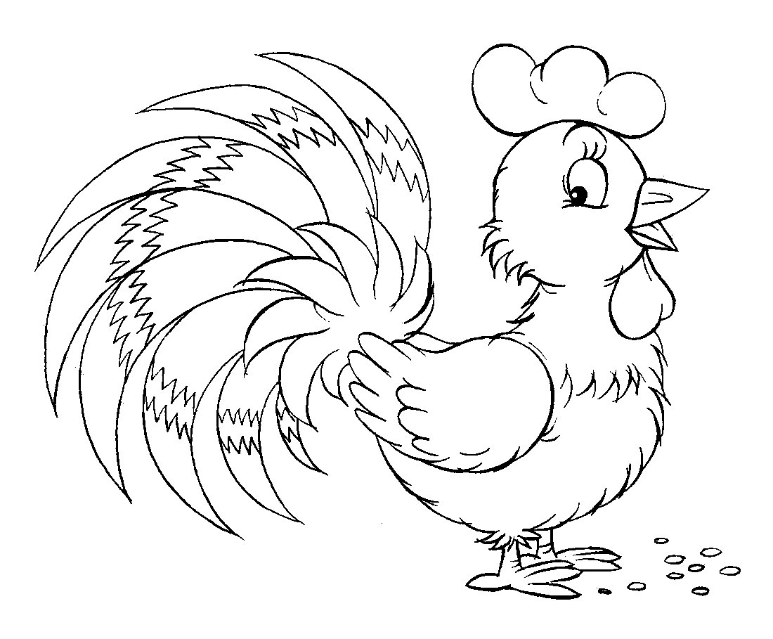 Гусь и петух раскраска
