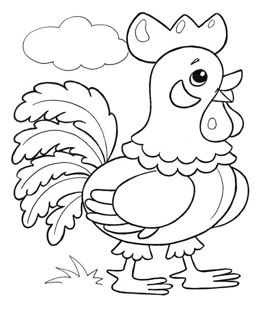 Раскраски к сказке петушок и бобовое зернышко для детей