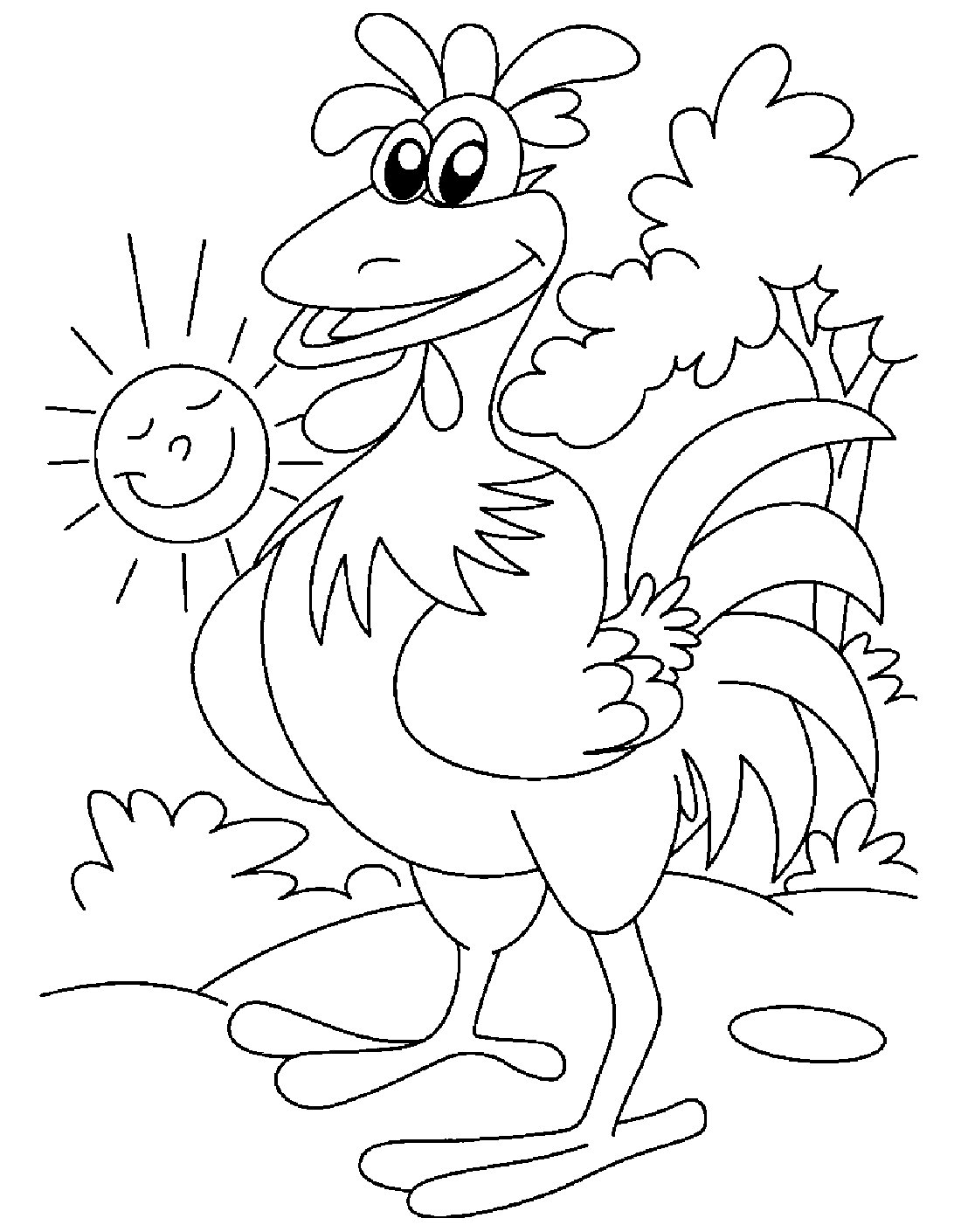 Петух раскраска