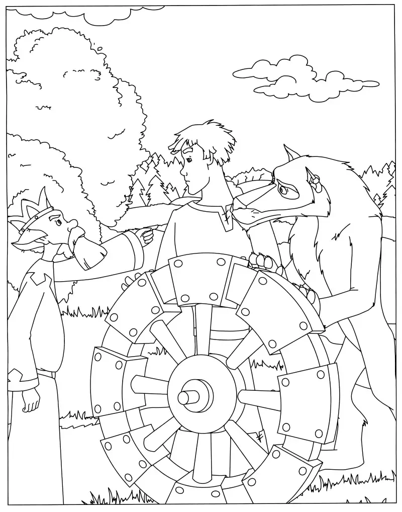 Раскраска к сказке Иван Царевич и серый волк
