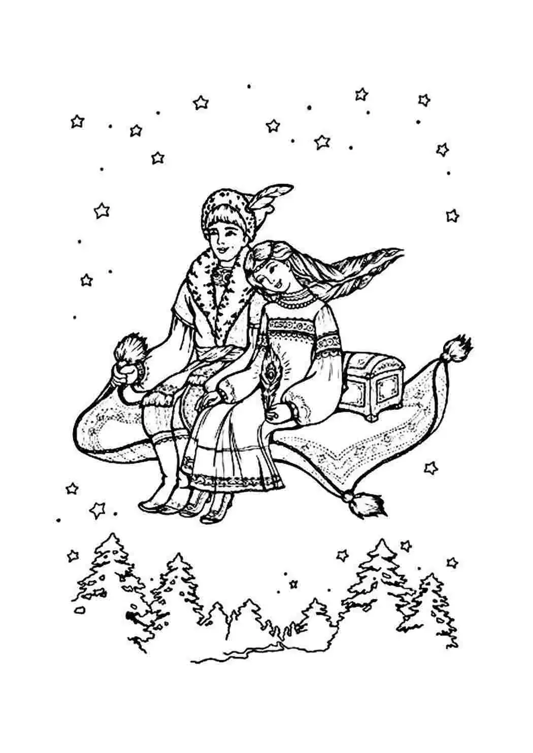 Иван Царевич и серый волк царь раскраска