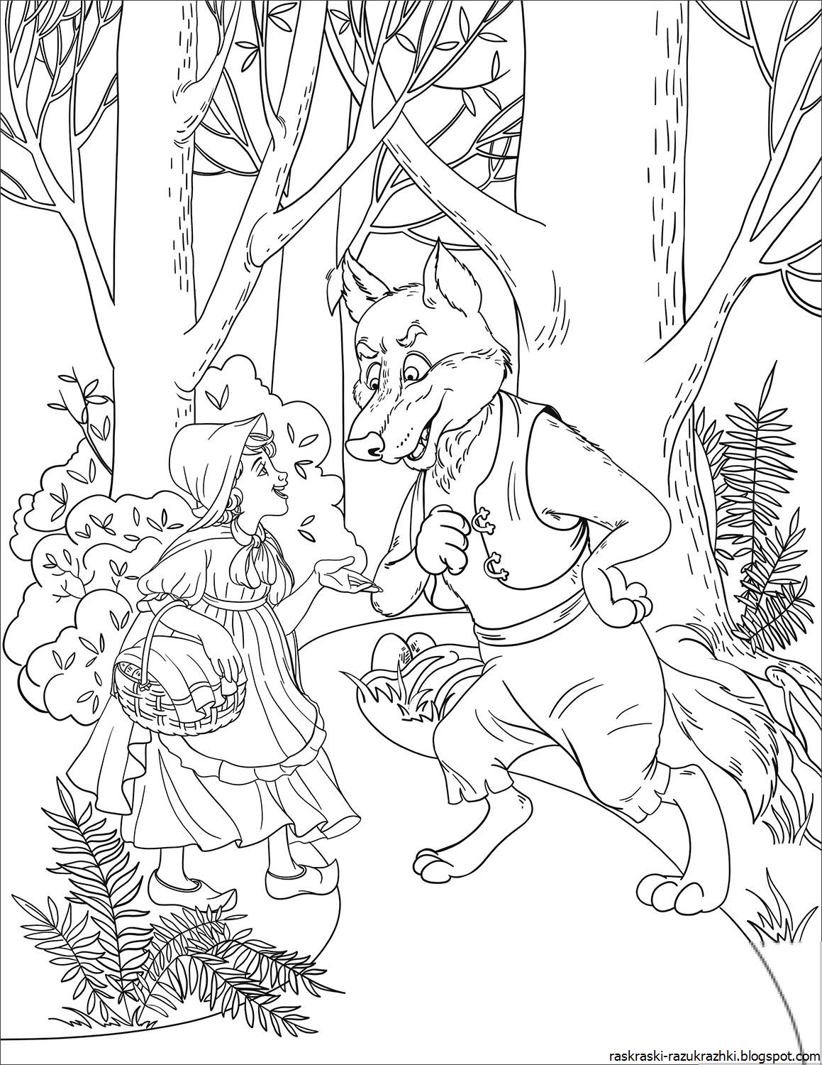 Шарль Перро красная шапочка раскраска