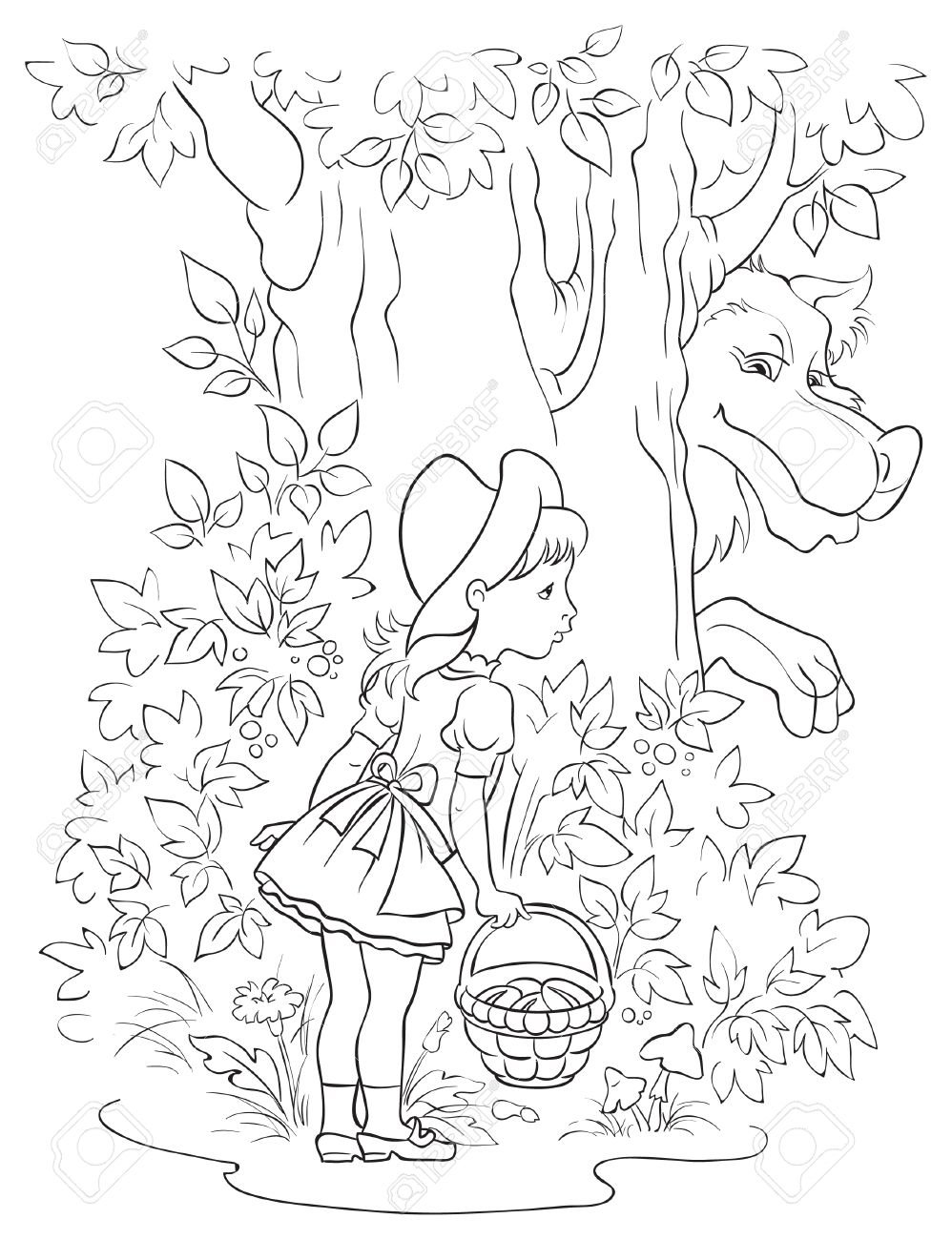 Шарль Перро красная шапочка раскраска