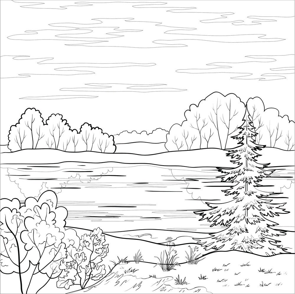 Пейзаж карандашом