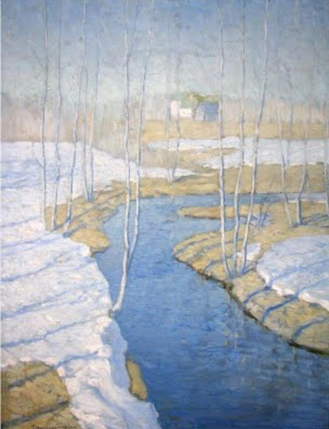 Весенний разлив акварель