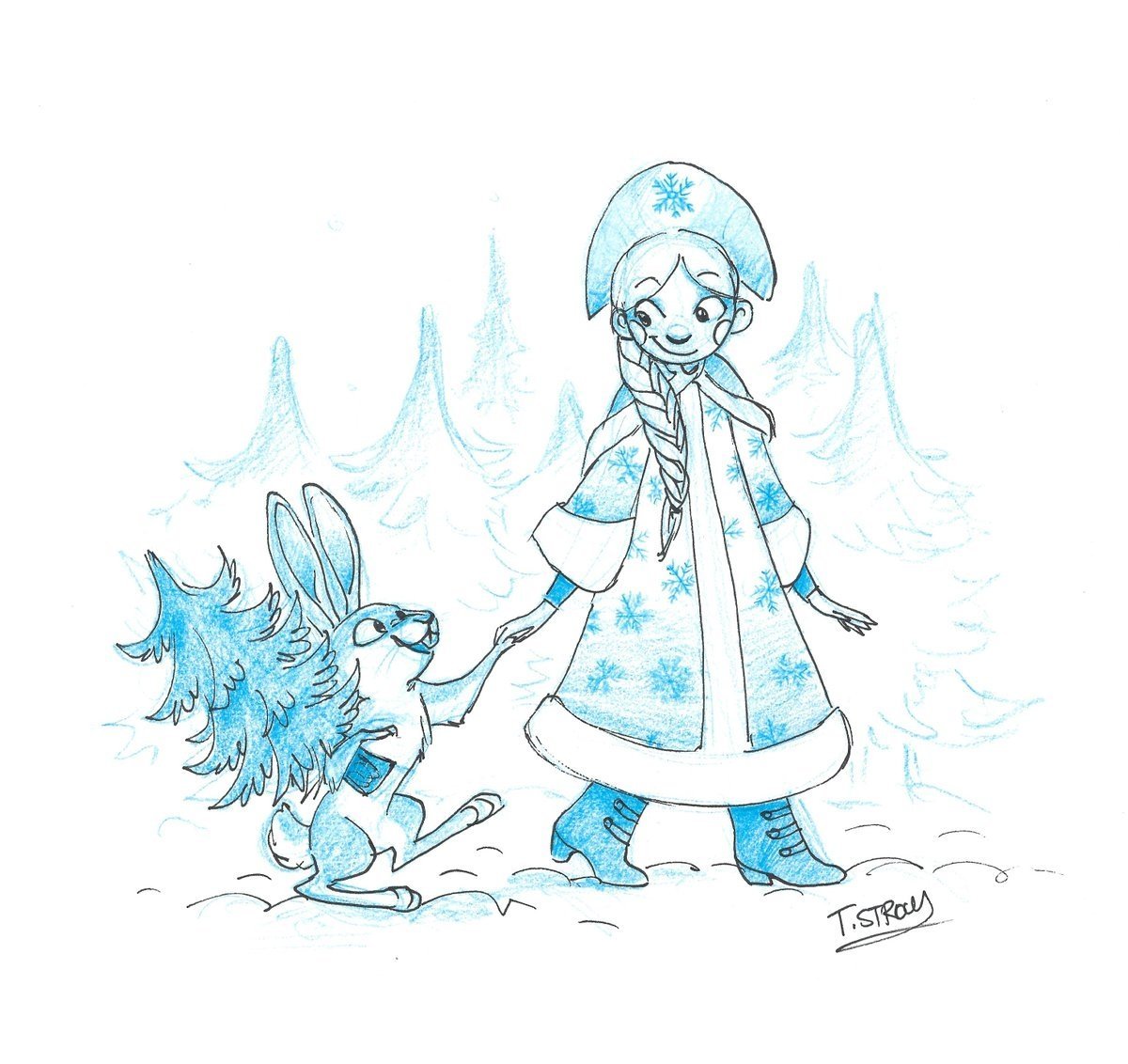 Новогодние раскраски Снегурочка